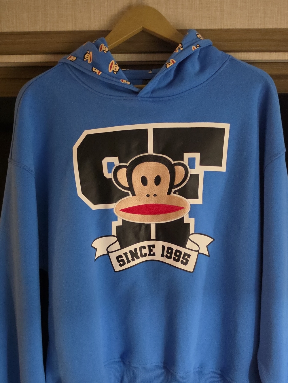 NWOT) BLUE HOODED MONKEY, GRAPHIC PULLOVER SWEATSHIRT, BY PAUL FRANK - Picture 3 of 12